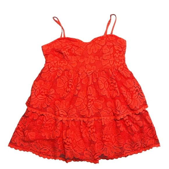 Maeve Red Lace Tiered Mini Dress with Convertible Straps Size X-Large - Picture 11 of 15